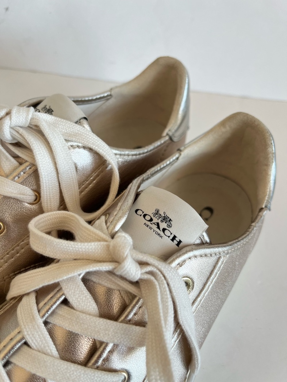 Coach Metallic Silver Low-Top Sneakers women’s size 8B - Picture 10 of 11